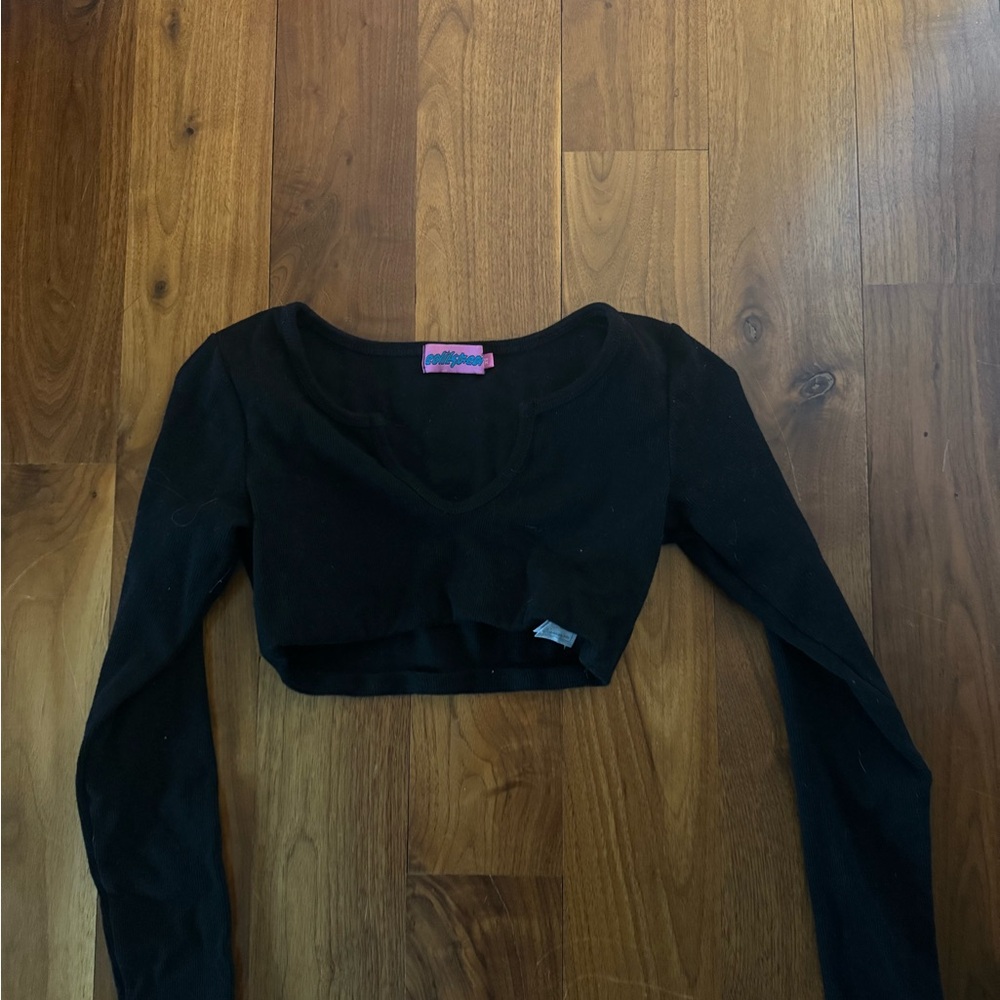 Edikted Black Long Sleeve Crop Top